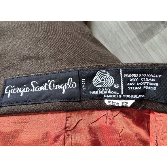 Giorgio Sant Angelo Vintage Olive Green 100% Wool Pencil Skirt Professional Clas - Picture 4 of 5